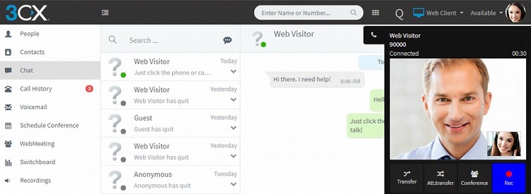 Video chat with your website visitors with the 3CX Live chat & Talk plugin