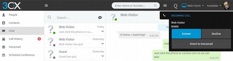 Receive calls from your website visitors with the 3CX Live Chat & Talk plugin