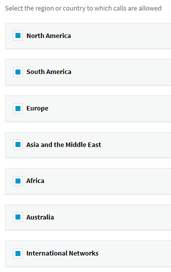 Restrict the countries users are allowed to call