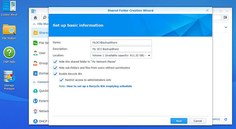 Create a shared folder on Synology NAS