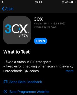 Be an iOS Beta tester to get the new 3CX App.