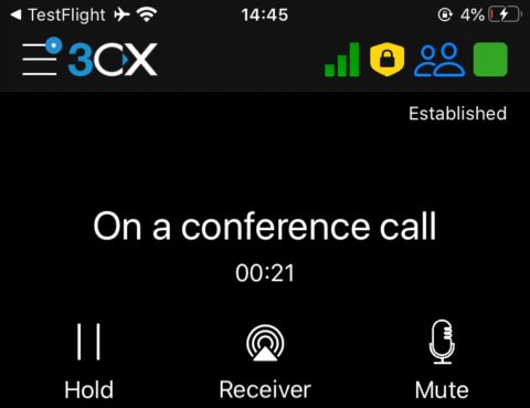 Visual voicemail indicator in the new 3CX iOS Beta.