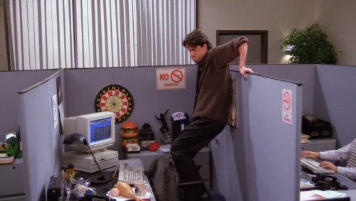 chandler in an office cubicle